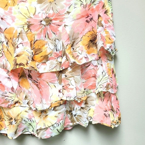 Ann Taylor LOFT Womans Silk Tiered Flowy Floral Ruffle Skirt Size 10 - Picture 2 of 7